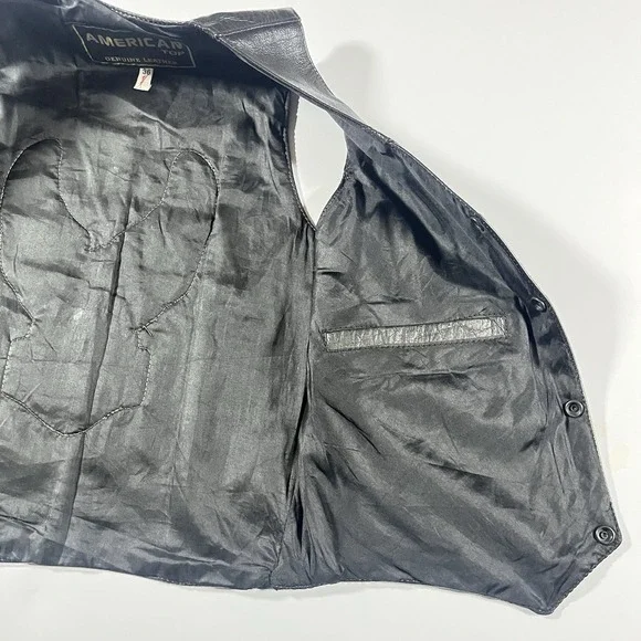 HARLEY-DAVIDSON American Top Genuine Leather Vest Size 36 Black Motorcycle Biker - Picture 6 of 14